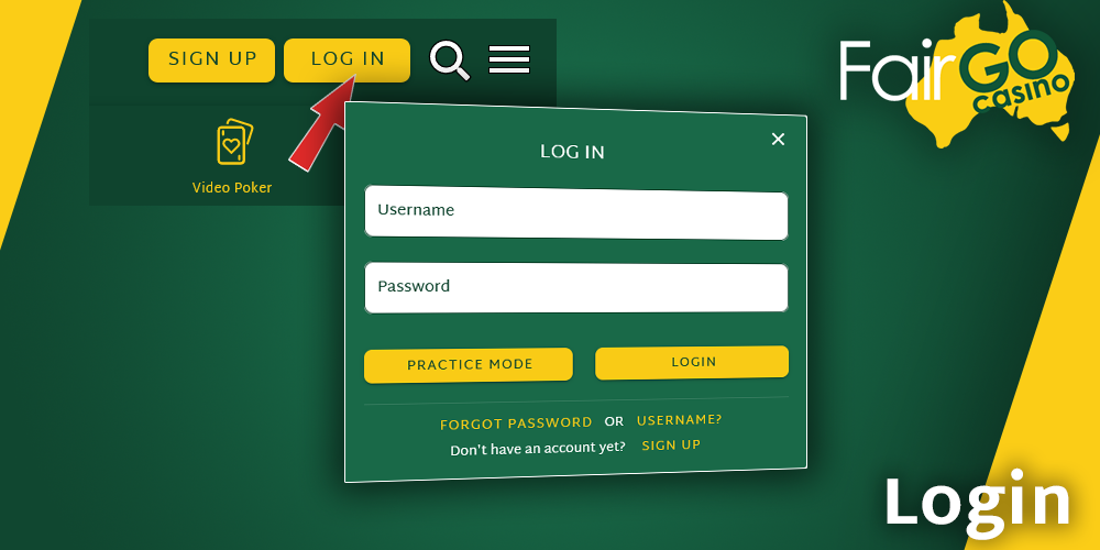 Step-by-step instructions on how to log into your Fair GO casino account
