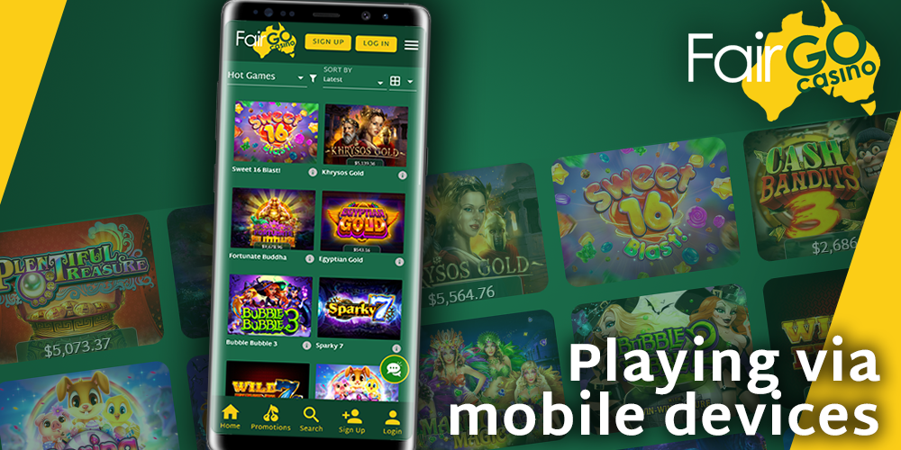 Instructions on how to start playing pokies at Fair GO Casino via mobile devices