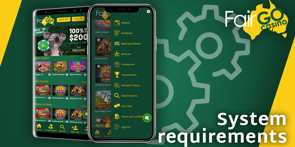System requirements for mobile devices to play Fair GO Сasino games