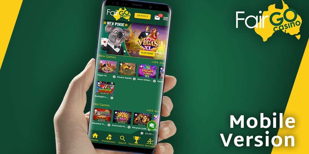 Mobile Version of FairGo casino - play via Android or iOS