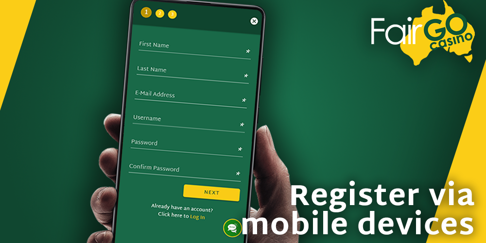 Instructions on how to register at the Fair GO casino from a mobile device