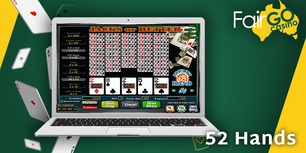 52 Hands video poker at Fair GO Casino