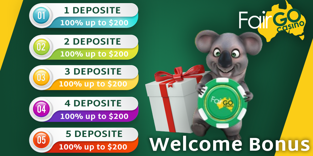 Welcome Bonus at Fair GO Casino - get up to AU$1000