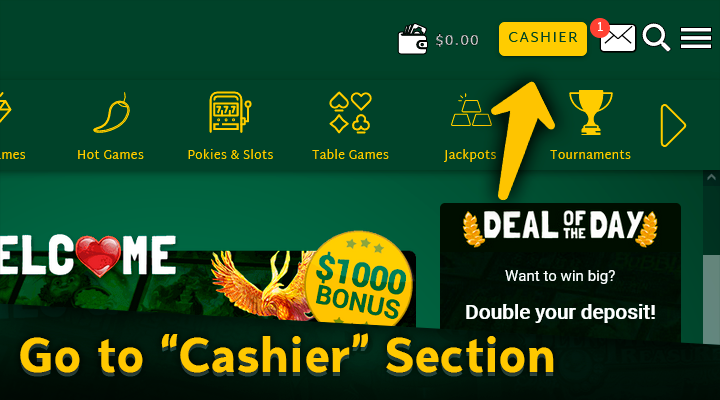 Get the Bonus in Cashier Section at Fair Go Casino