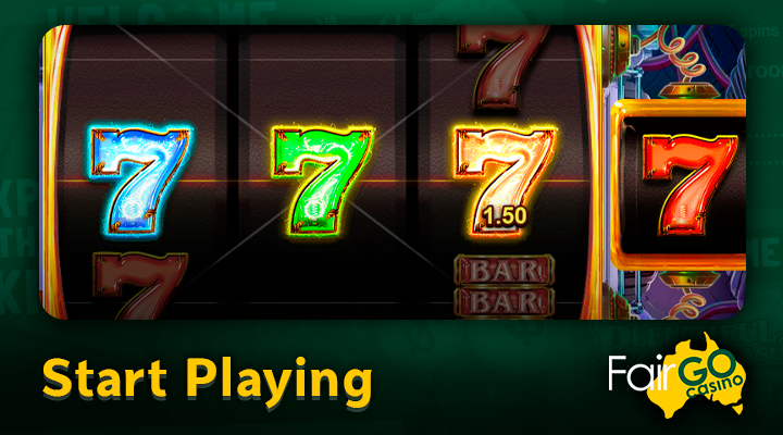 Starting a free game at Fair Go Casino in the pokies