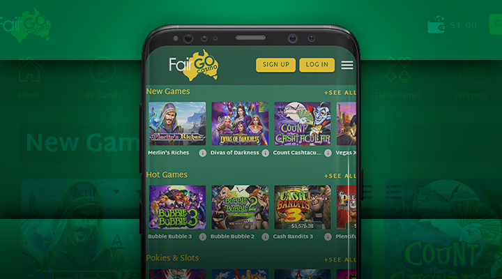 Registration on the Fair Go Casino website via a mobile device