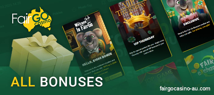 List of available bonuses for Fair Go Casino users