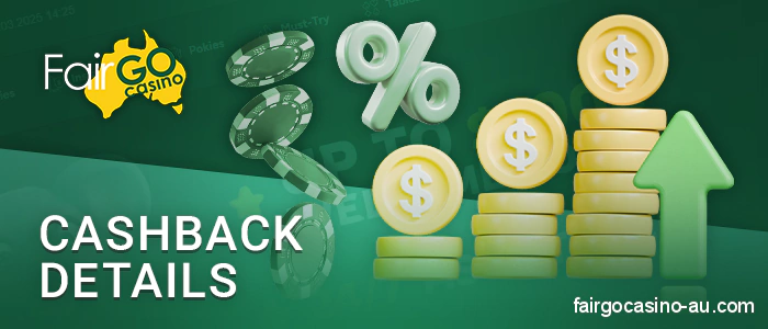 Cashback for playing online at Fair Go Casino - get up to 25% cashback