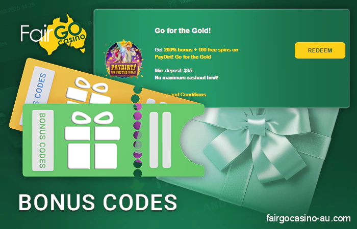 Active promo codes to play at Fair Go Casino - get free spins and deposit bonus
