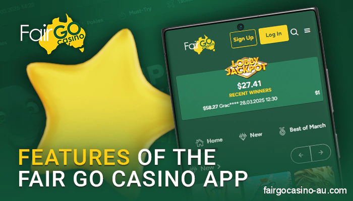 Features of the Fair Go mobile app - games, bonuses and more