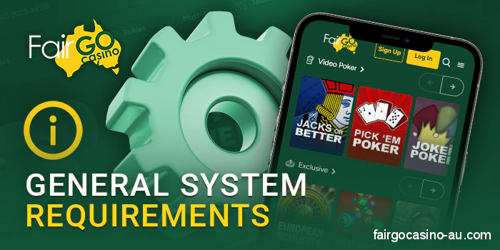 Mobile device requirements for the Fair Go Casino app