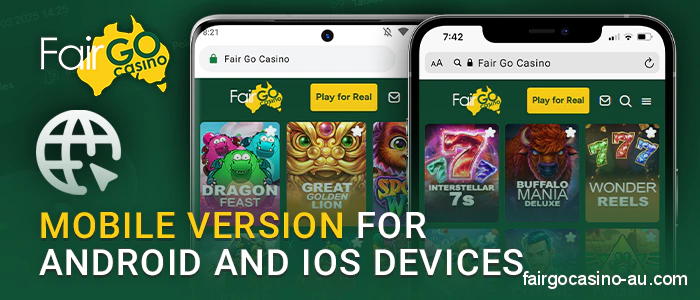 Play at Fair Go Casino via your mobile browser